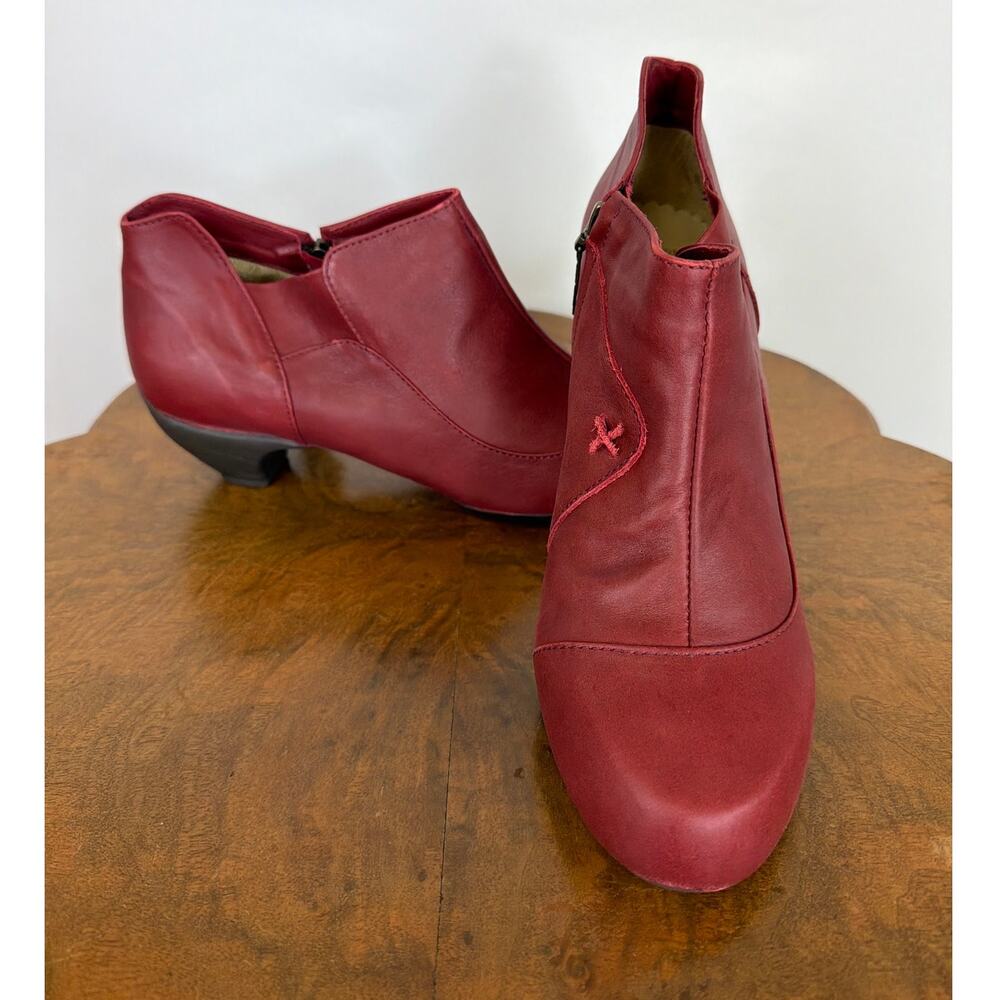 NIB Sergio Tomani Nicole 1531 Red Leather Stitching Side Zip Bootie Box 11